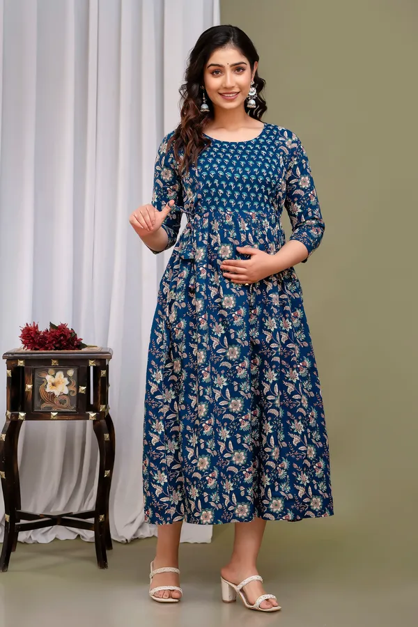 Laher_flower_cotton_maternity_and_feeding_kurticombo_Of_2