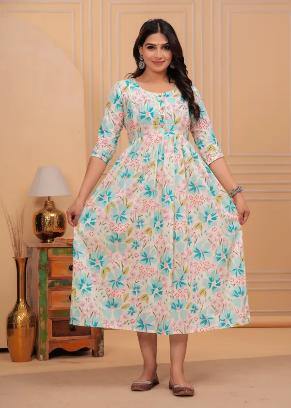 Lavender_flower_Cotton_Maternity_And_Feeding_Gown