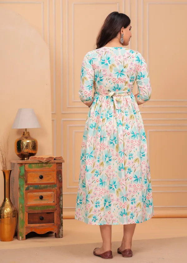 Lavender_flower_Cotton_Maternity_And_Feeding_Gown