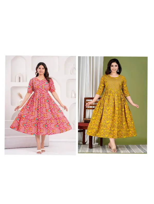 Lemon_Blosom_cotton_maternity_and_feeding_kurti_combo_Of_2