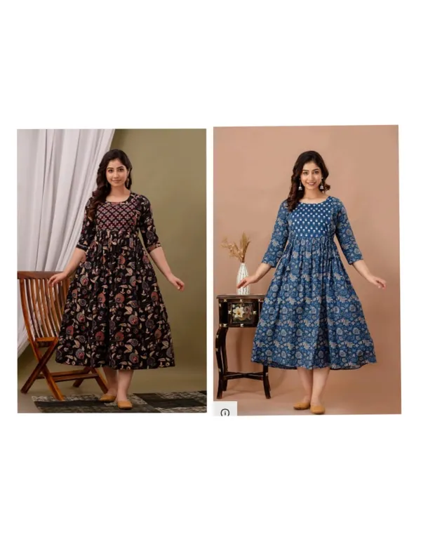 Moon_check_cotton_maternity_and_feeding_kurti_combo_Combo_Of_2