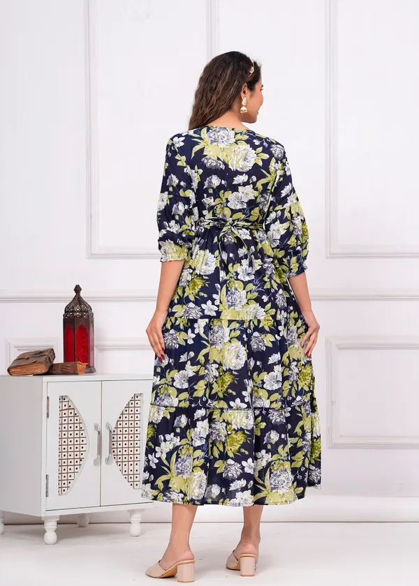 Multi_blue_leave_cotton_maternity_and_feeding_kurti_Combo_Of_2