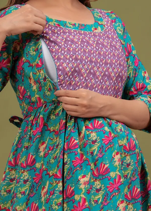 Multi_combo_Cotton_Printed_Maternity_And_Feeding_Kurti_Combo_Of_2