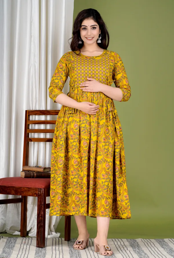 Multi_golden_cotton_maternity_and_feeding_kurti_combo___Of_2