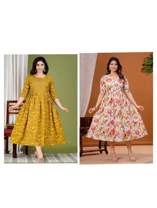 Multi_golden_cotton_maternity_and_feeding_kurti_combo___Of_2