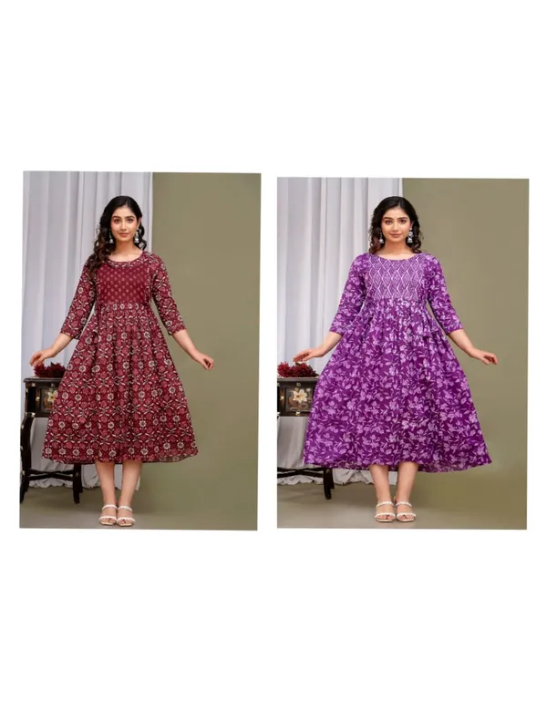 Multi_leaves_cotton_maternity_and_feeding_kurti_combo_Of_2