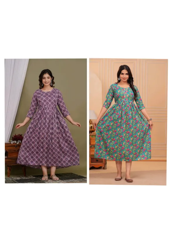 Multi_royal__cotton_maternity_and_feeding_kurti_Combo_Of_2