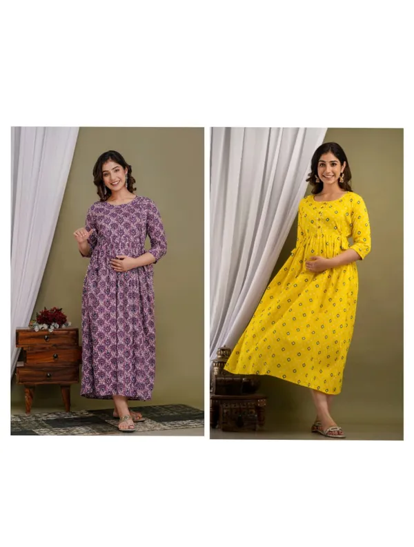 Multi_with_doted_cotton_maternity_and_feeding_kurti_Combo_Of_2
