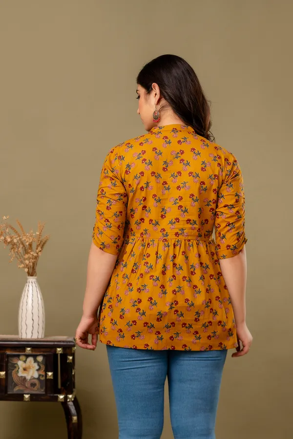 Mustard_Cotton_Printed_Short_Top