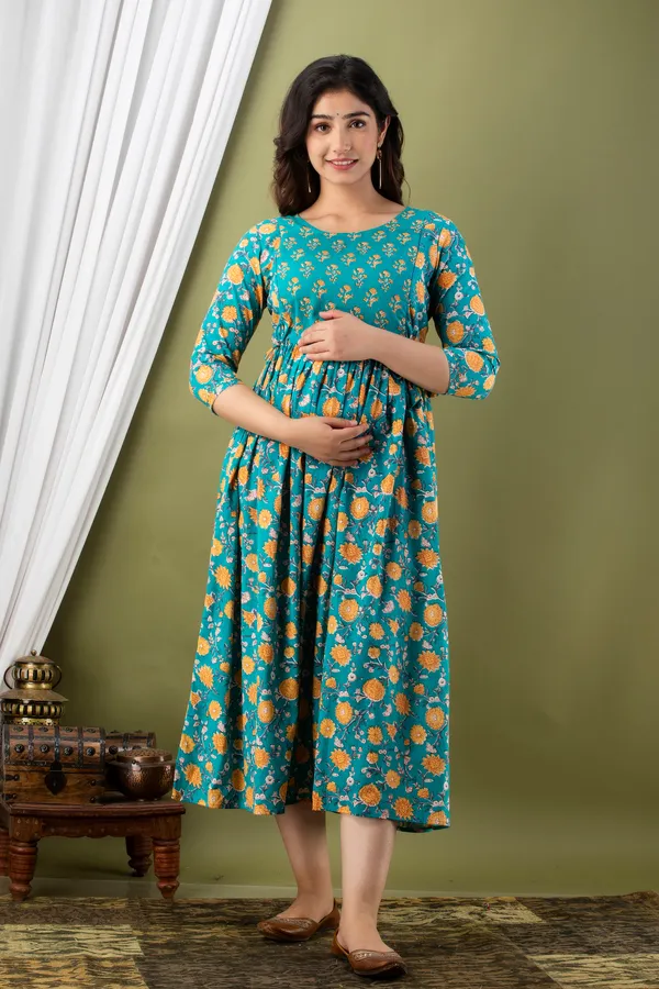 Paan_flopwer_cotton_maternity_and_feeding_kurti_Combo_Of_2