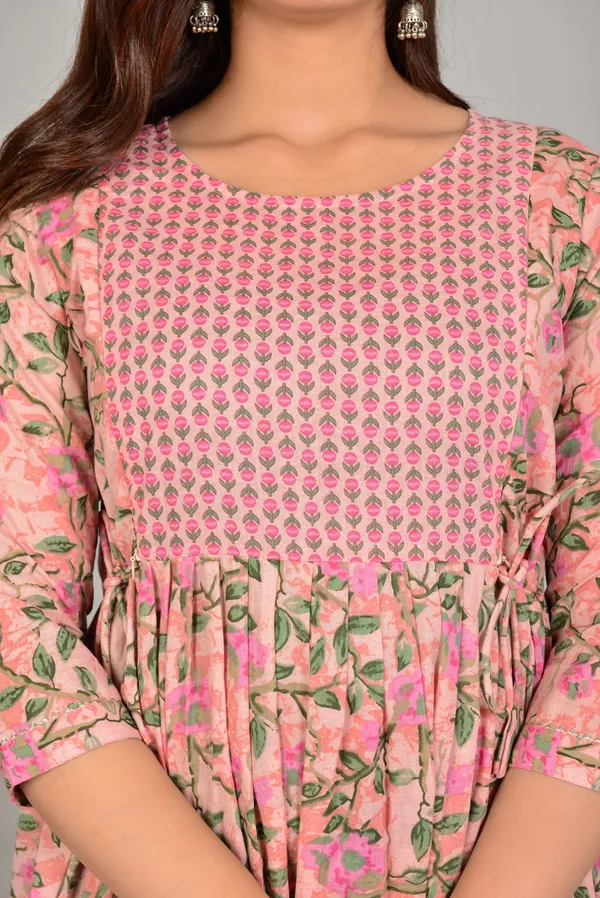 Peach_brow_combo_cotton_maternity_and_feeding_kurti_Combo_Of_2