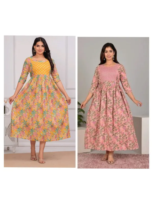 Peach_corn_Cotton_Printed_Maternity_And_Feeding_Kurti_Combo_Of_2