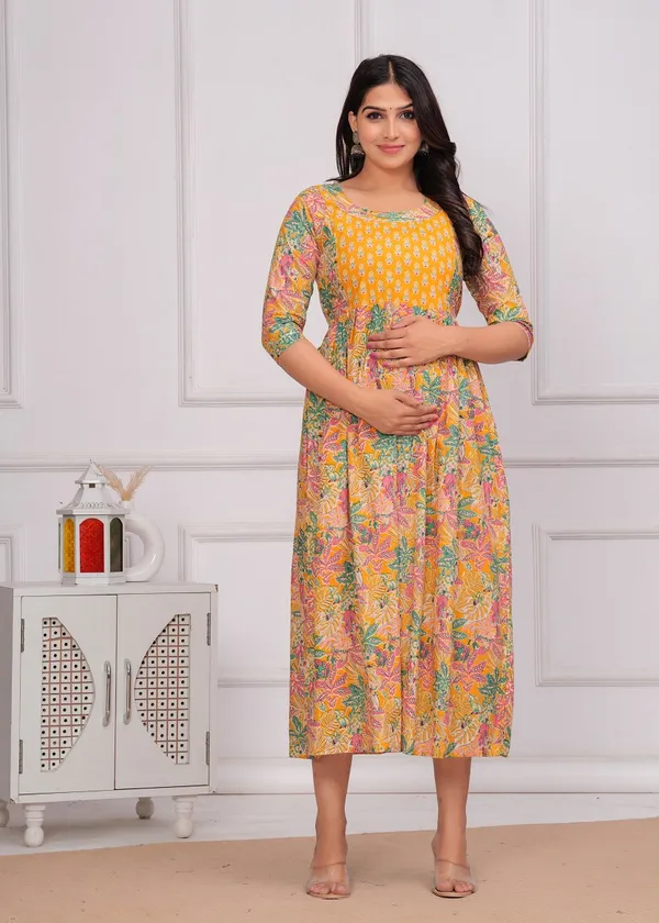 Peach_corn_Cotton_Printed_Maternity_And_Feeding_Kurti_Combo_Of_2