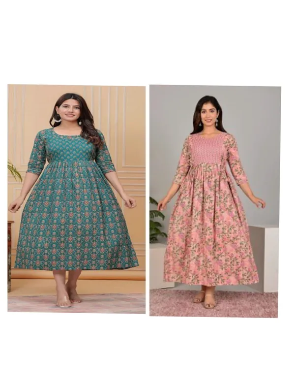 Peach_raman_cotton_maternity_and_feeding_kurti_Combo_Of_2