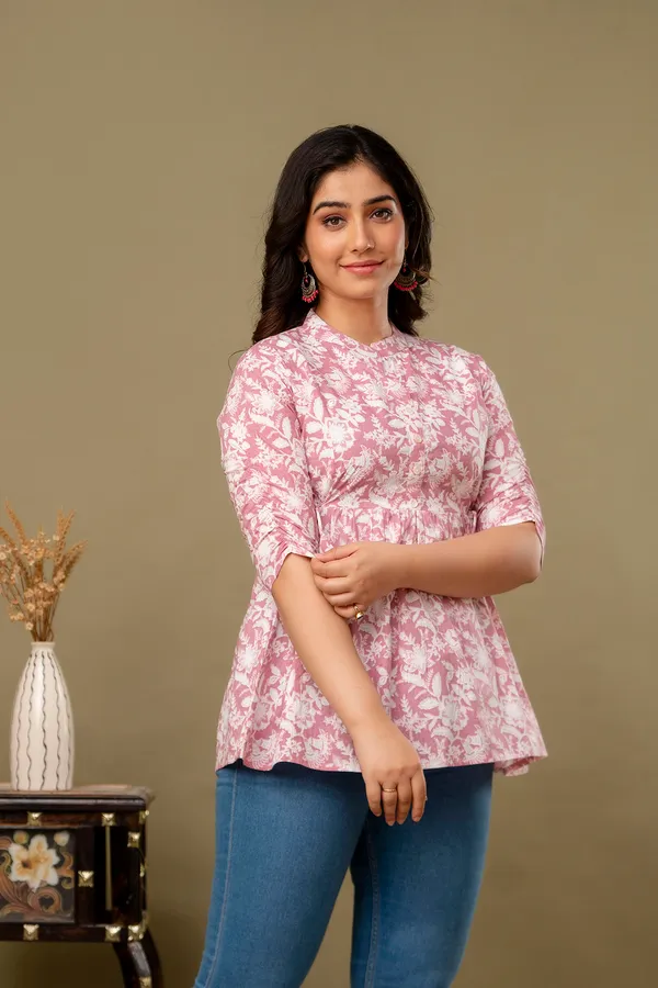 Peach_white__Cotton_Printed_Short_Top