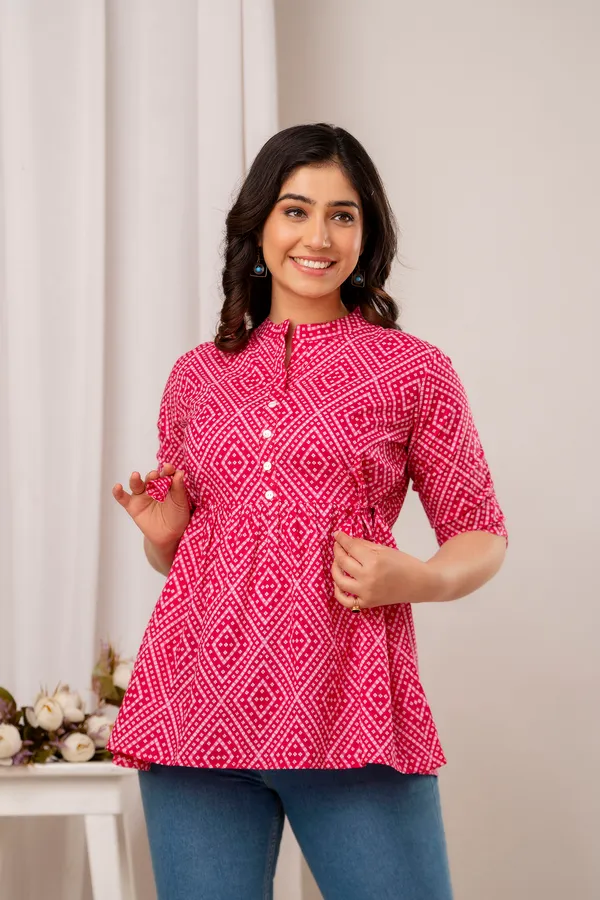 Pink_Bhandej__Cotton_Printed_Short_Top