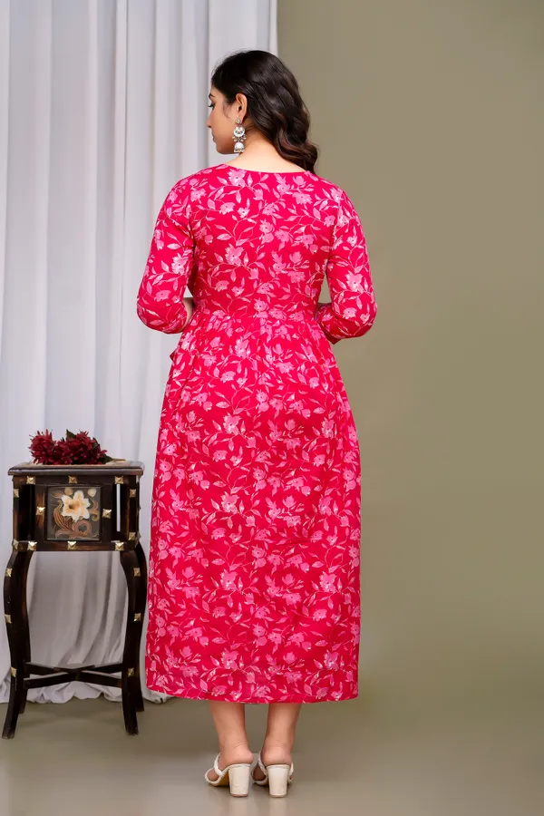 Pink__mircal_cotton_maternity_and_feeding_kurti
