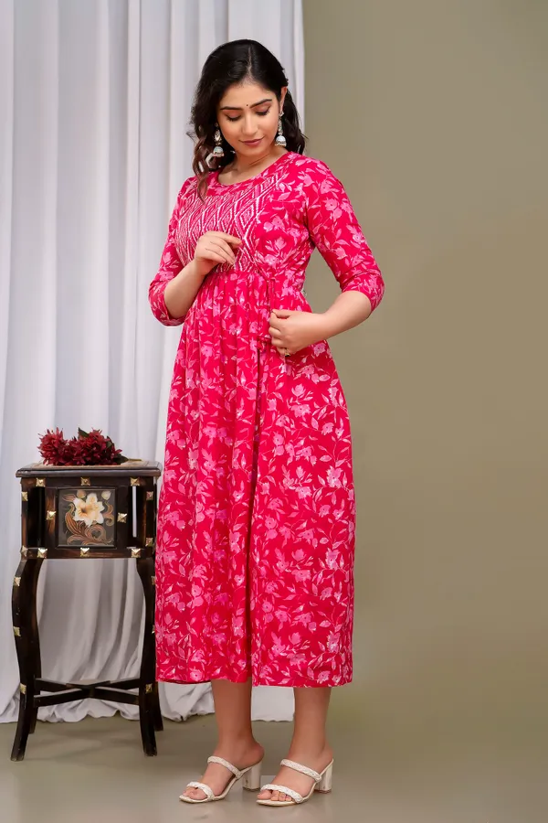 Pink__mircal_cotton_maternity_and_feeding_kurti