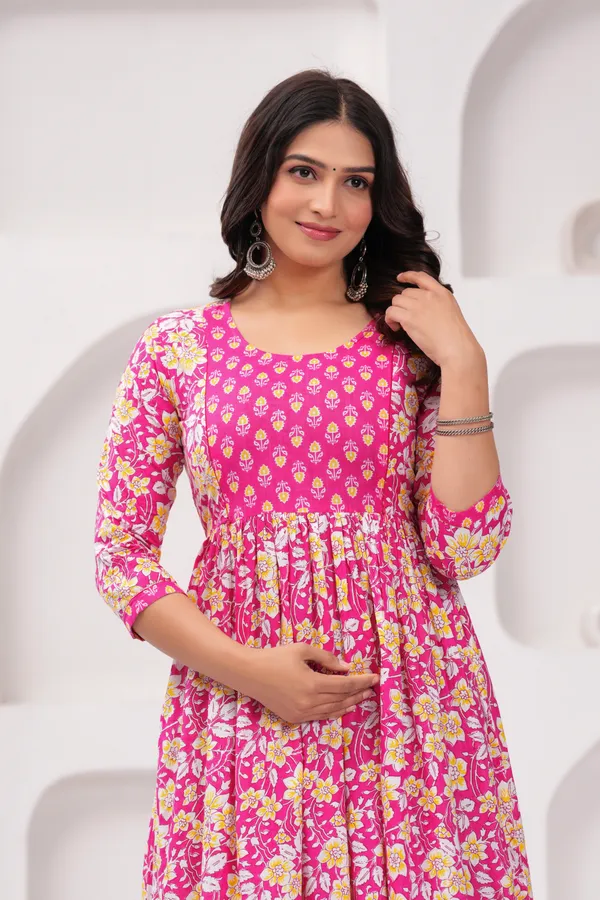 Pink__print__cotton_maternity_and_feeding_kurti