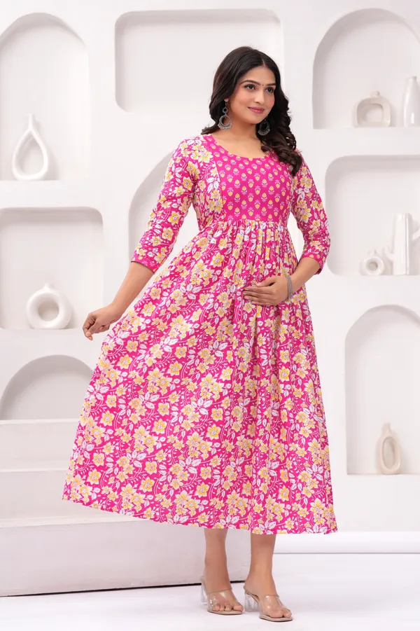 Pink__print__cotton_maternity_and_feeding_kurti