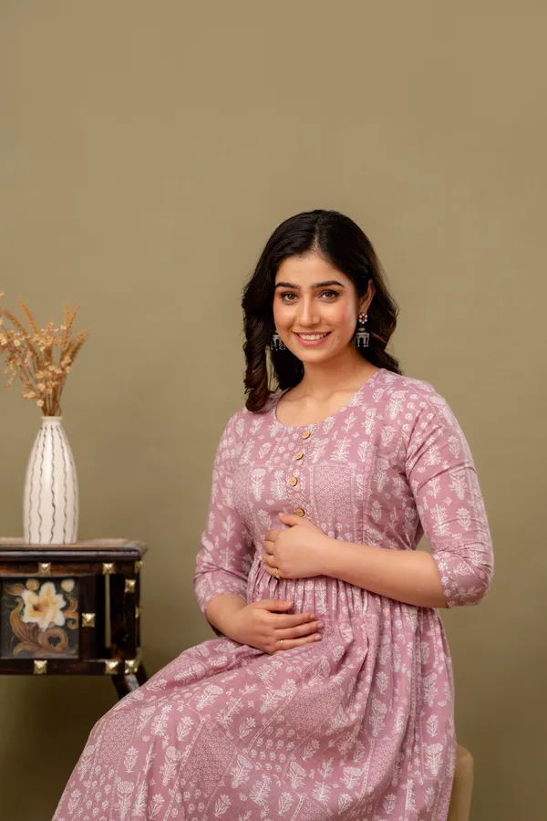 Pink_brod_cotton_maternity_and_feeding_kurti__Combo_Of_2