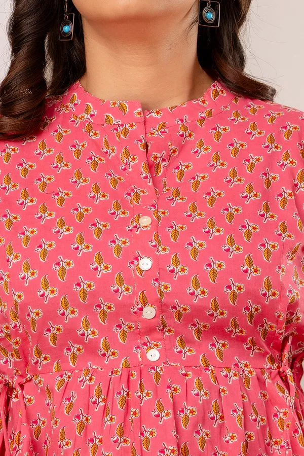Pink_green_patti_Cotton_Printed_Short_Top