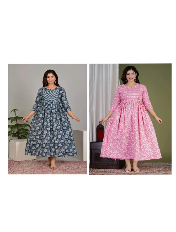 Pink_king_cotton_maternity_and_feeding_kurti_combo__Of_2