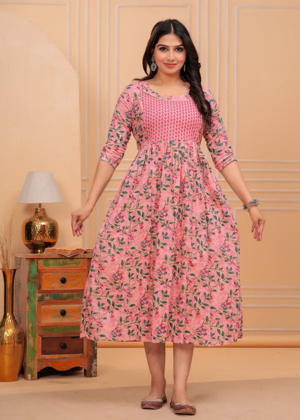 Pink_peachu_cotton_maternity_and_feeding_kurti