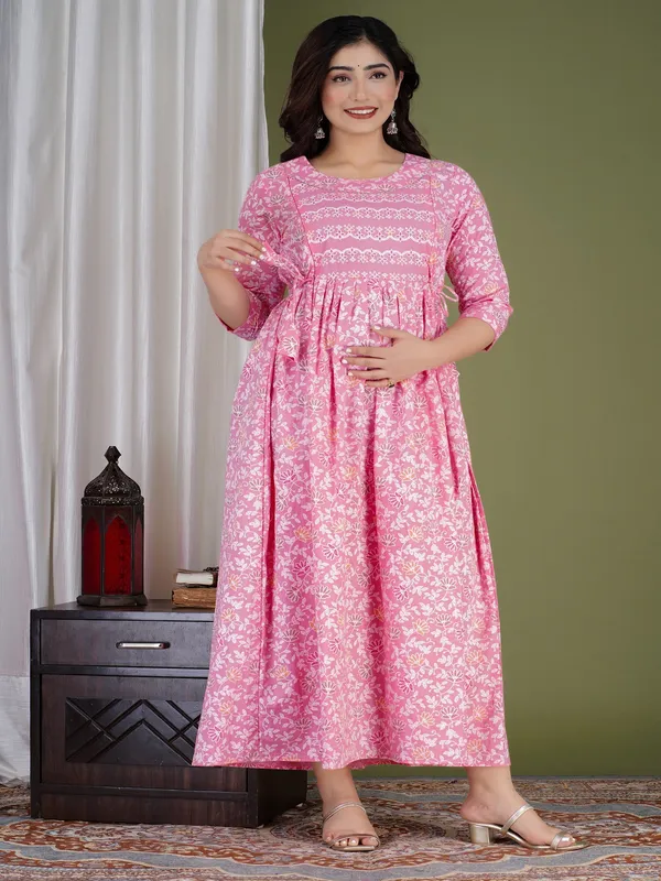 Pink_peal_cotton_maternity_and_feeding_kurti