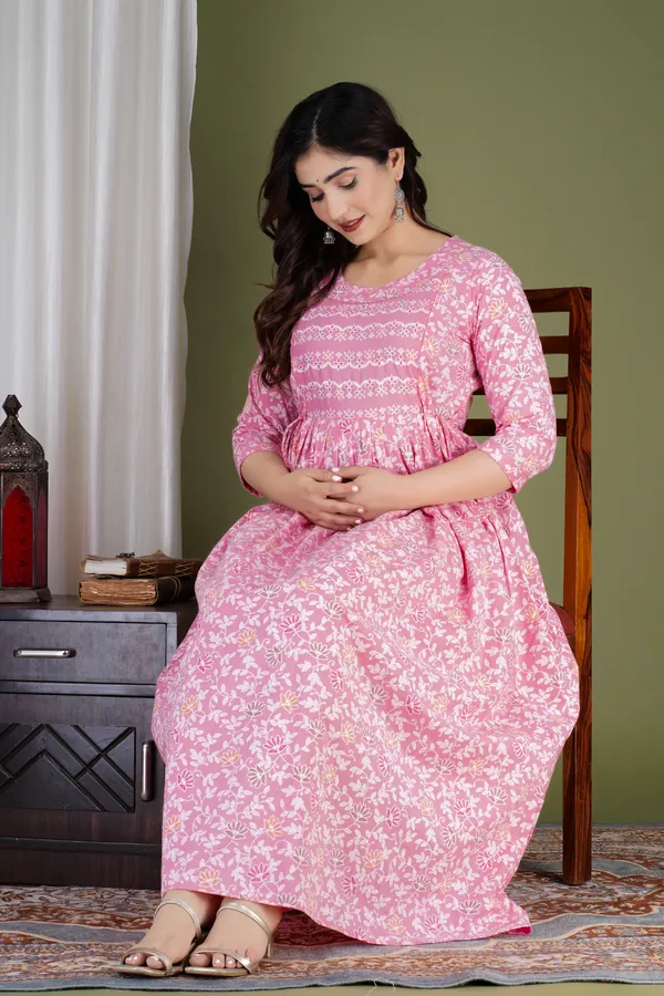 Pink_peal_cotton_maternity_and_feeding_kurti