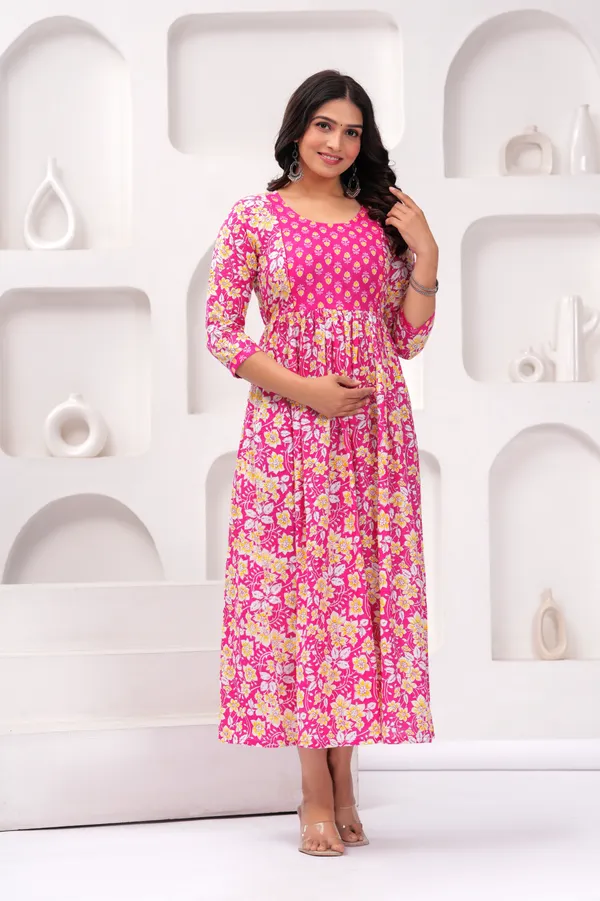 Pink_cotton_maternity_and_feeding_kurti_stylish