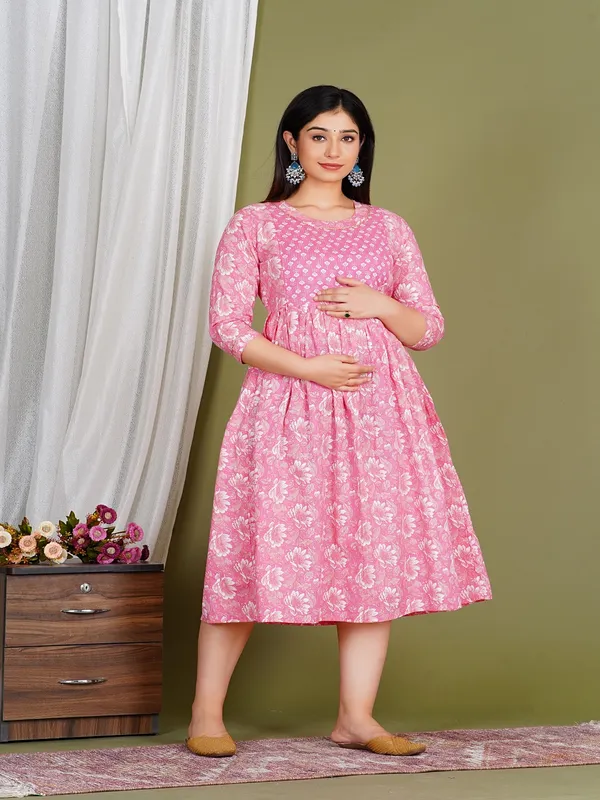 Pink_royal_rayon_maternity_and_feeding_kurti