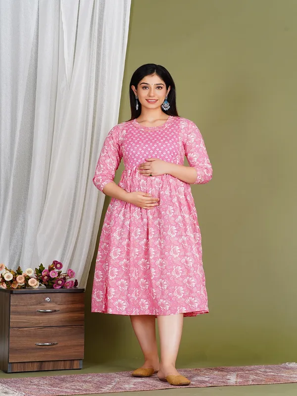 Pink_royal_rayon_maternity_and_feeding_kurti