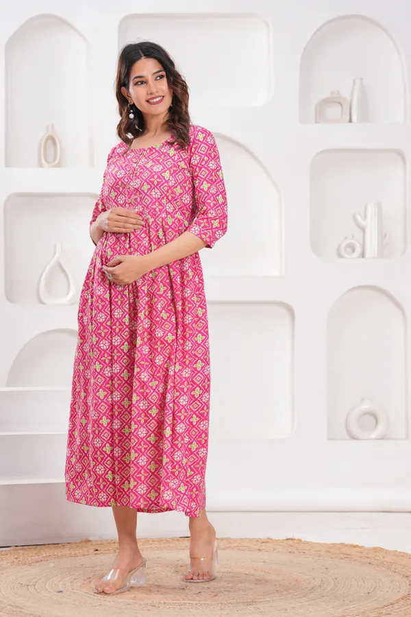 Pink_whit_dot_cotton_maternity_and_feeding_kurti