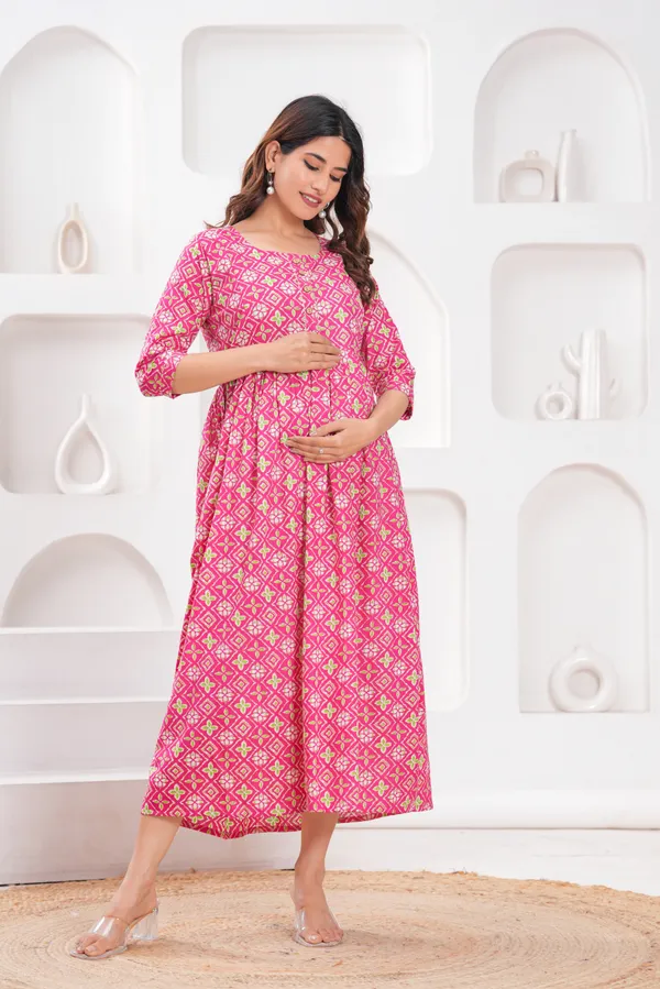 Pink_whit_dot_cotton_maternity_and_feeding_kurti