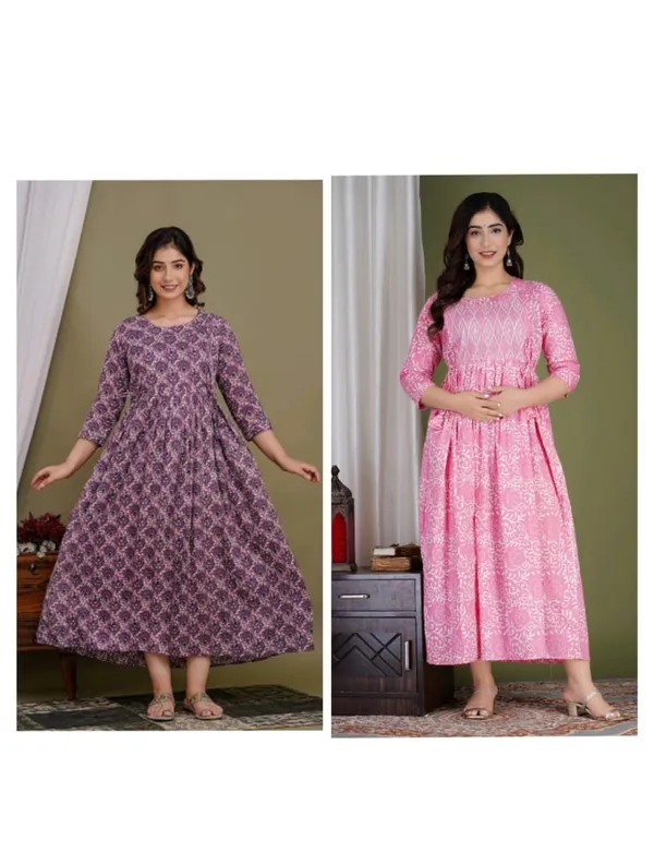 Pinkchap_cotton_maternity_and_feeding_kurti_Combo_Of_2