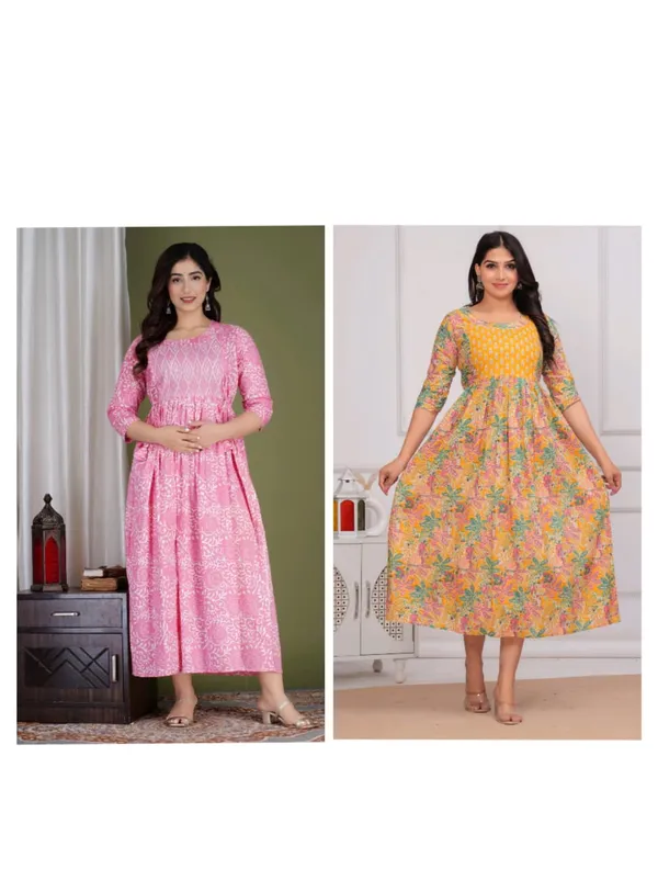 Princhu_cotton_maternity_and_feeding_kurti_Combo_Of_2