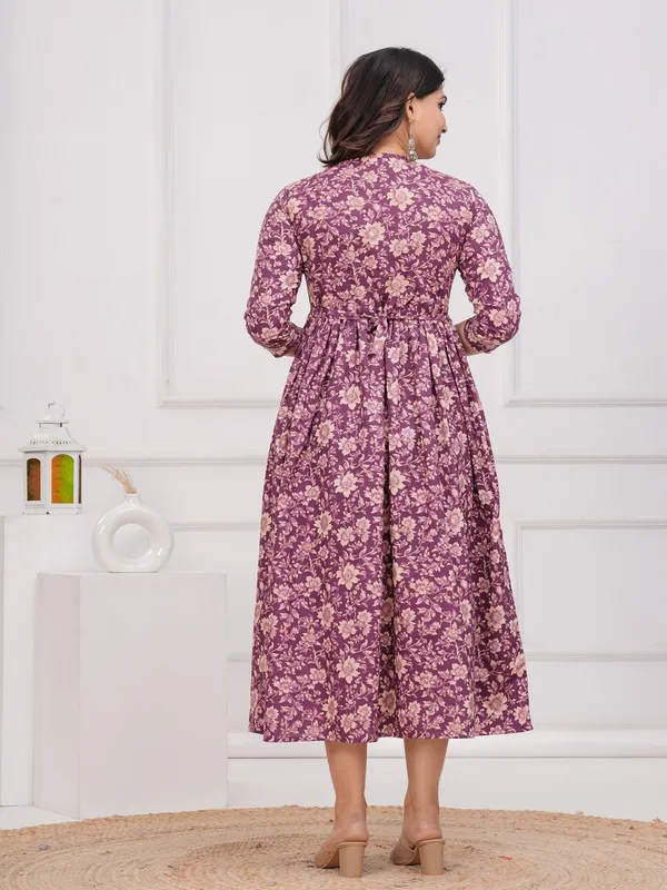 Purple_dote_cotton_maternity_and_feeding_kurti
