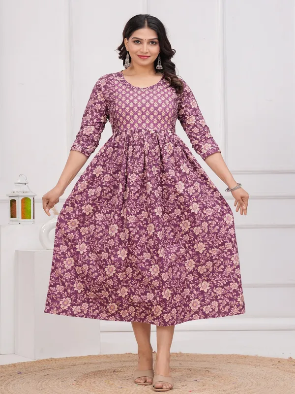 Purple_dote_cotton_maternity_and_feeding_kurti