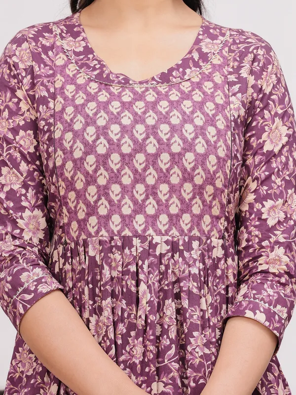 Purple_dote_cotton_maternity_and_feeding_kurti