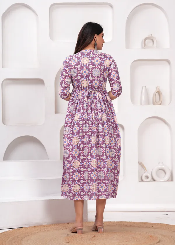 Purple_floral_cotton_maternity_and_feeding_kurti