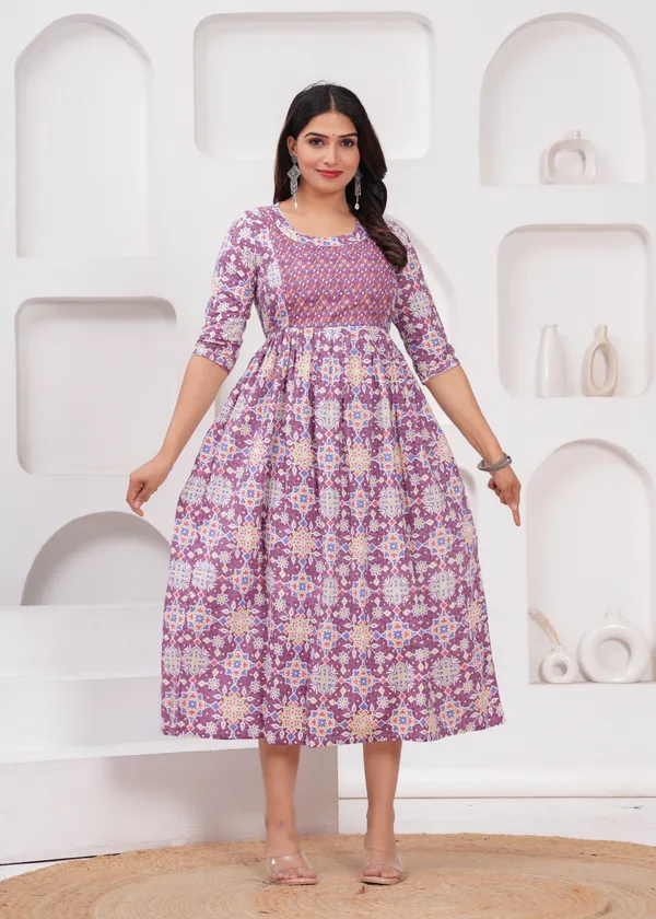 Purple_floral_cotton_maternity_and_feeding_kurti