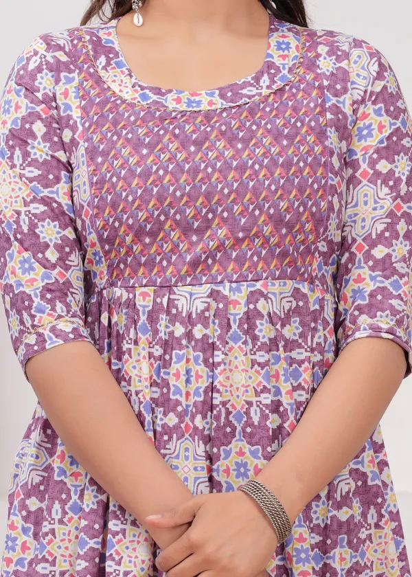Purple_floral_cotton_maternity_and_feeding_kurti