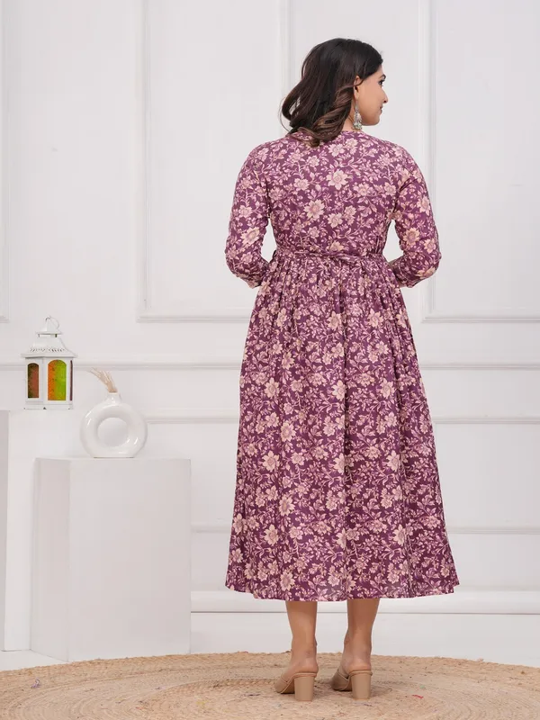 Purple_flower_cotton__maternity_and_feeding_kurti