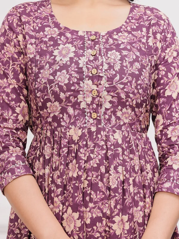 Purple_flower_cotton__maternity_and_feeding_kurti