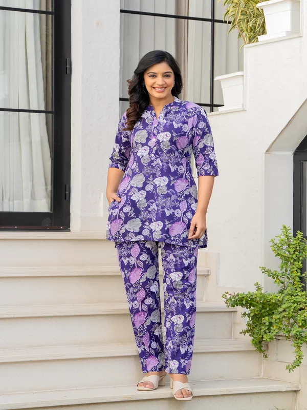 Purple_flower_cotton_printed_cord_set
