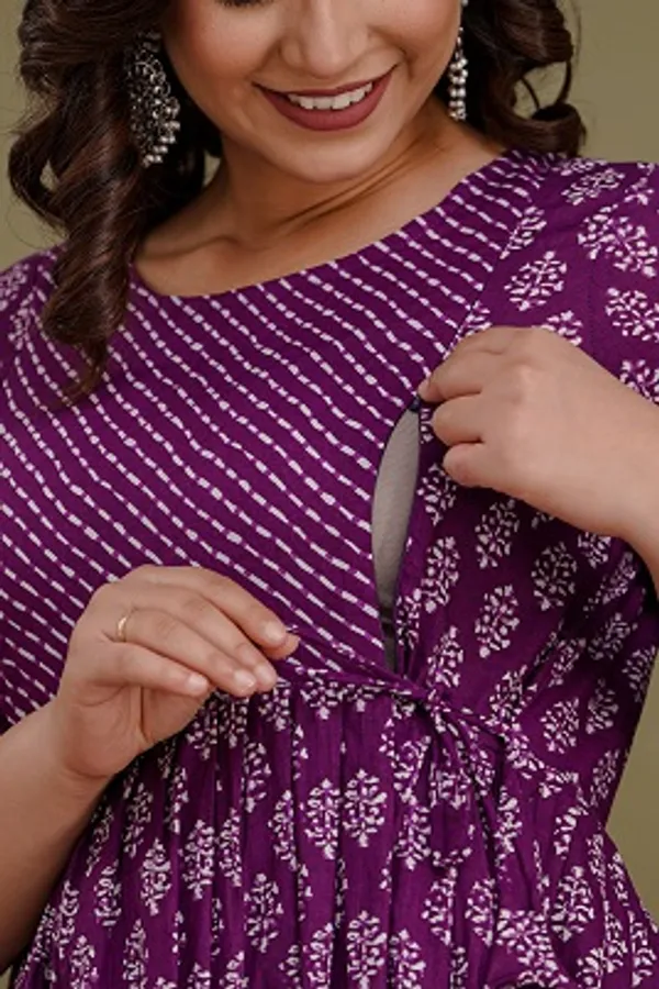 Purple_haze_combo__Cotton_Printed_Maternity_And_Feeding_Kurti_Combo_Of_2