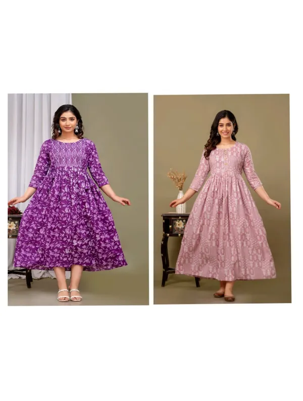 Purple_leaves_cotton_maternity_and_feeding_kurticombo_Of_2