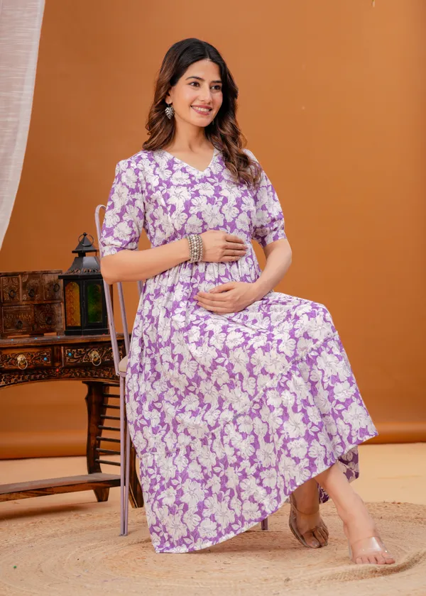 Purple_ramon_cotton_maternity_and_feeding_kurti_combo__Of_2