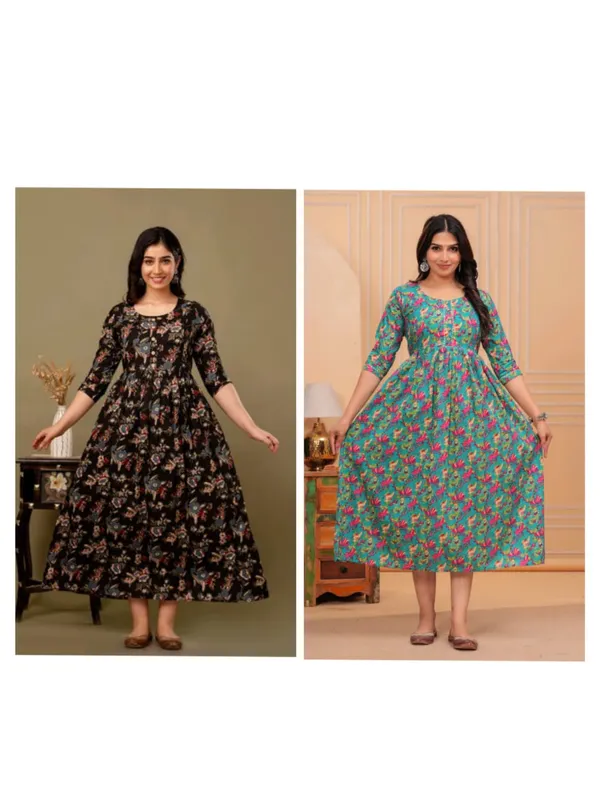 Ram_black_fly_cotton_maternity_and_feeding_kurti_Combo_Of_2